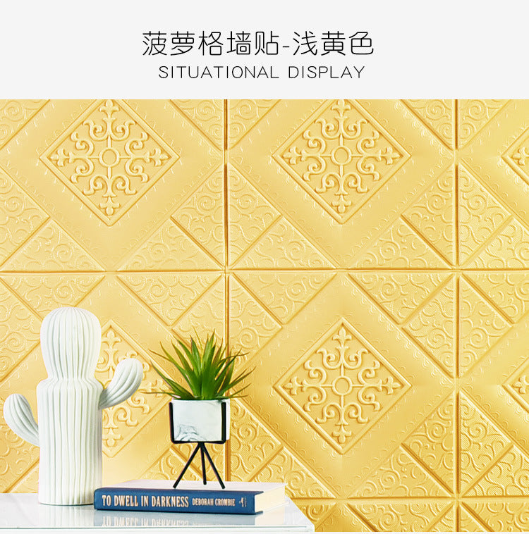 12pcs 35*35cm Self-adhesive 5MM 3D Background Wallpaper Foam Wall Sticker Waterproof Moistureproof Living Room Decor