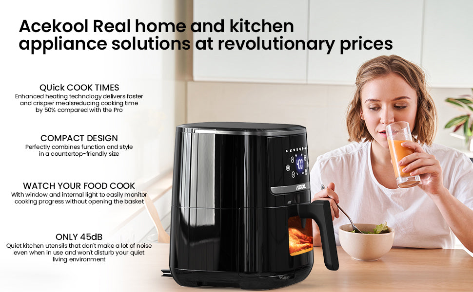 5 Quart Digital Display Air Fryer Toaster Oven Combo with 8 Cooking Presets Oilless Cooker,Visible Window,Dishwasher Safe Basket