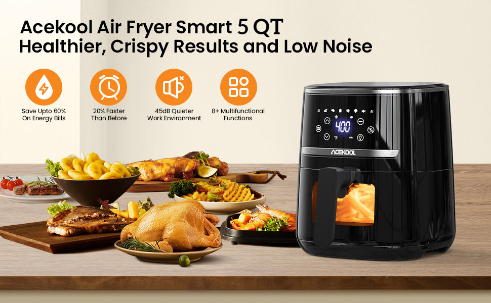 5 Quart Digital Display Air Fryer Toaster Oven Combo with 8 Cooking Presets Oilless Cooker,Visible Window,Dishwasher Safe Basket