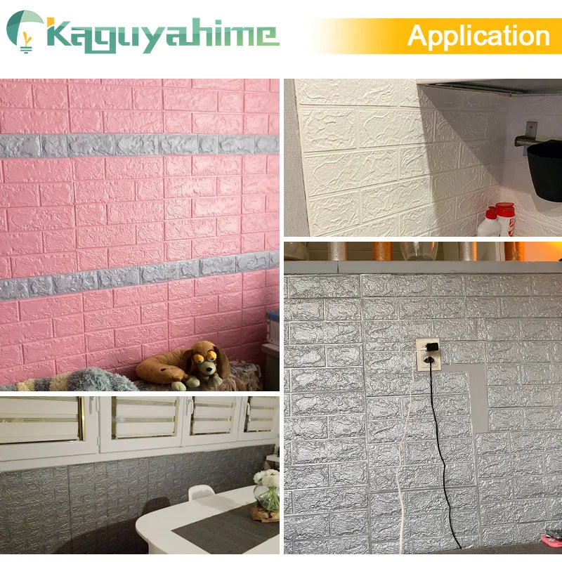 KPS 20Pcs/Lot 3D Foam Self-Adhesive Wallpapers Waterproof 3D Wall Stickers Brick For Kitchen Kids Room Living Room 35*38cm