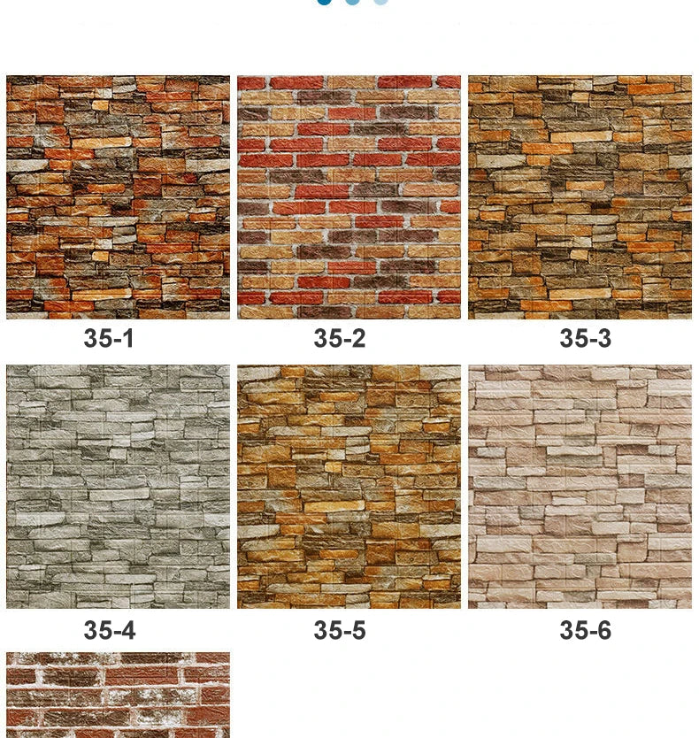 12PCS Self Adhesive Foam Wallpaper Waterproof 3D Brick Wall Panel Living Room Brick Stickers Kid Bedroom Brick Papers Home Decor