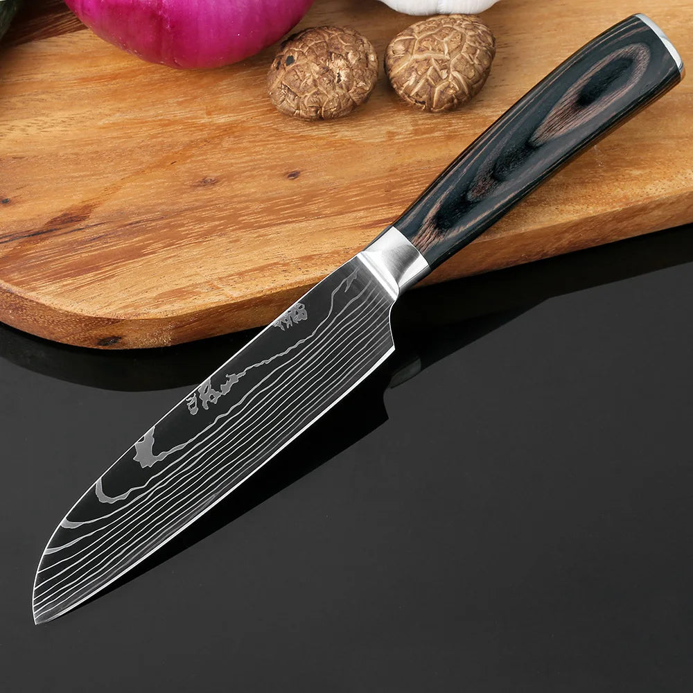 XITUO Kitchen Knife Set Meat Cleaver Chef Knives Stainless Steel Santoku Fruit Vegetable Knife Damascus Pattern Cooking Cutter