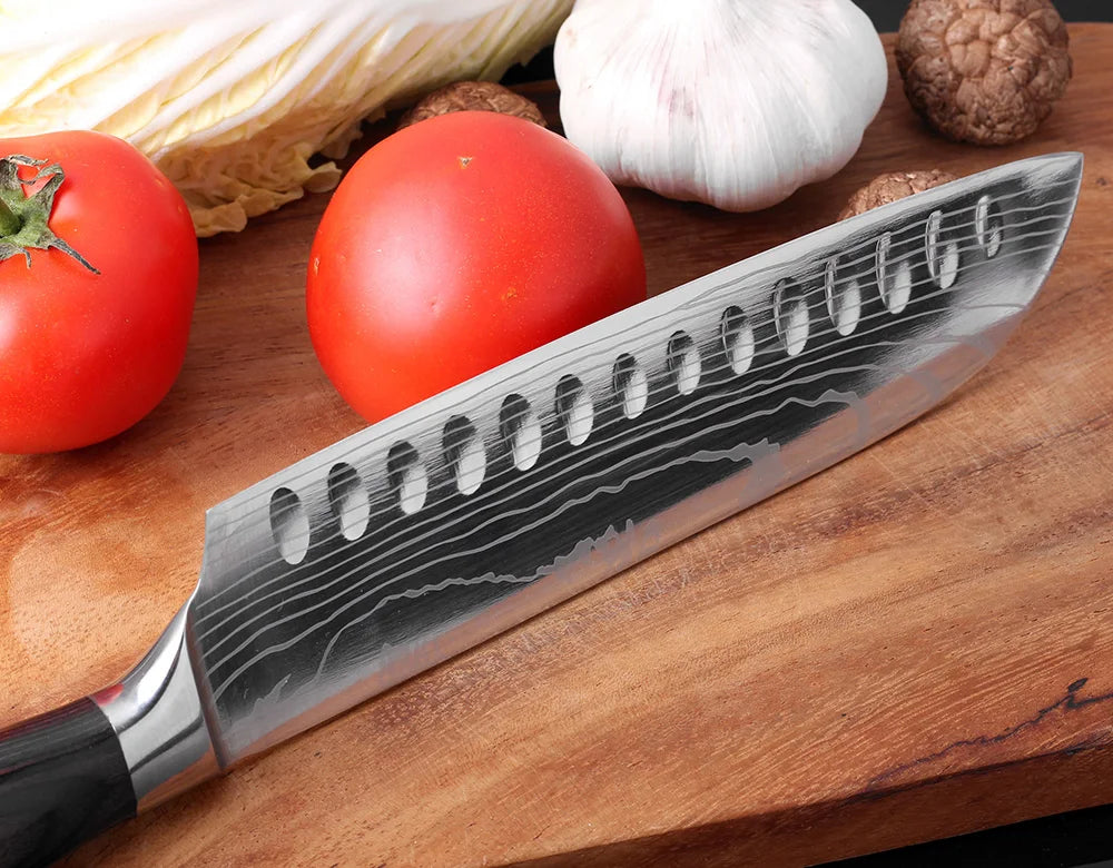 XITUO Kitchen Knife Set Meat Cleaver Chef Knives Stainless Steel Santoku Fruit Vegetable Knife Damascus Pattern Cooking Cutter