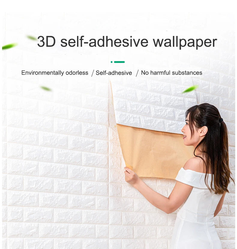 12PCS Self Adhesive Foam Wallpaper Waterproof 3D Brick Wall Panel Living Room Brick Stickers Kid Bedroom Brick Papers Home Decor