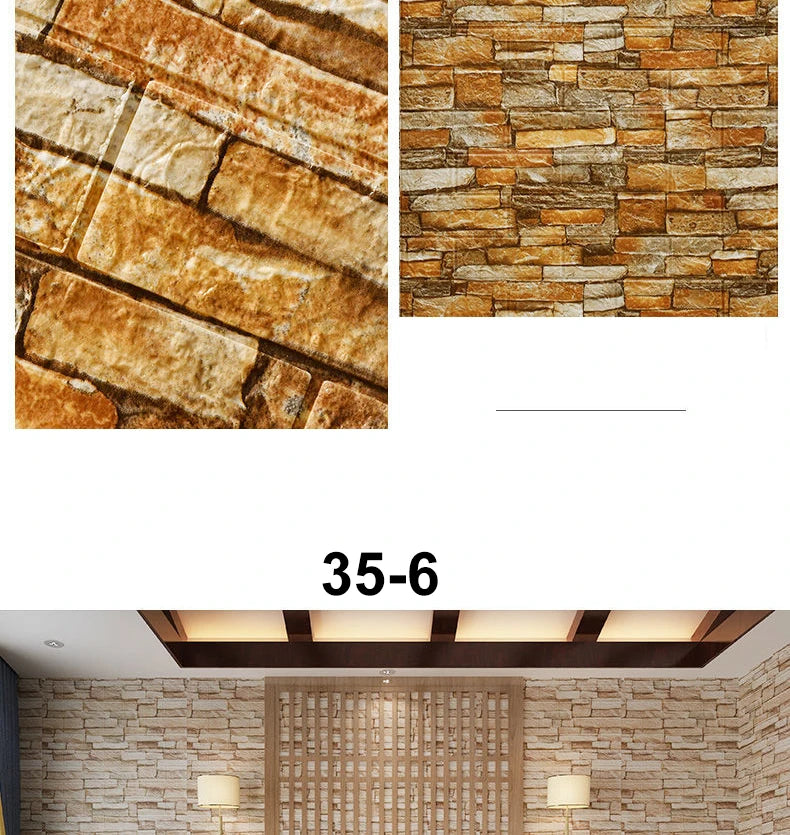 12PCS Self Adhesive Foam Wallpaper Waterproof 3D Brick Wall Panel Living Room Brick Stickers Kid Bedroom Brick Papers Home Decor