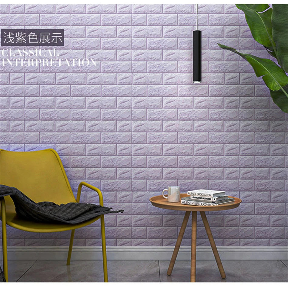 3D Solid Wall Stickers Waterproof Foam Tile Stickers Living Room Wall Soft Bag Wallpaper DIY Self-adhesive Decorative Wallpaper