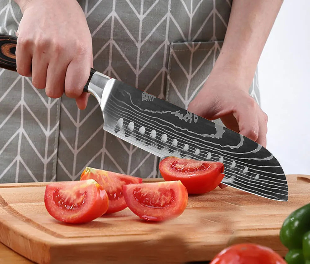 XITUO Kitchen Knife Set Meat Cleaver Chef Knives Stainless Steel Santoku Fruit Vegetable Knife Damascus Pattern Cooking Cutter