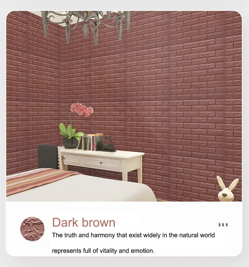 12PCS Self Adhesive Foam Wallpaper Waterproof 3D Brick Wall Panel Living Room Brick Stickers Kid Bedroom Brick Papers Home Decor