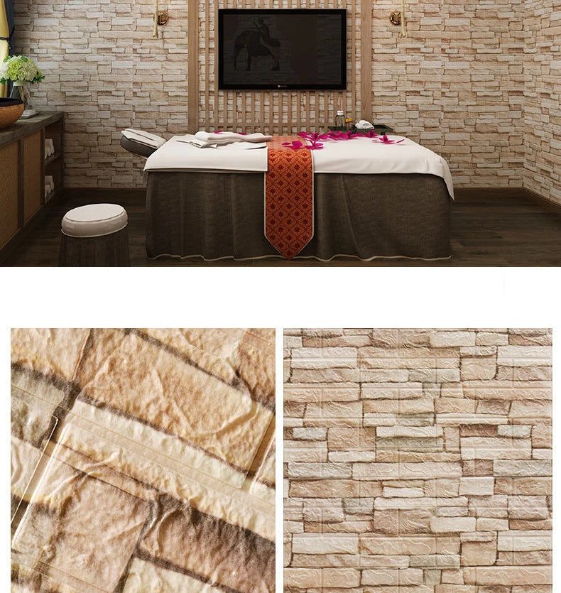 12PCS Self Adhesive Foam Wallpaper Waterproof 3D Brick Wall Panel Living Room Brick Stickers Kid Bedroom Brick Papers Home Decor