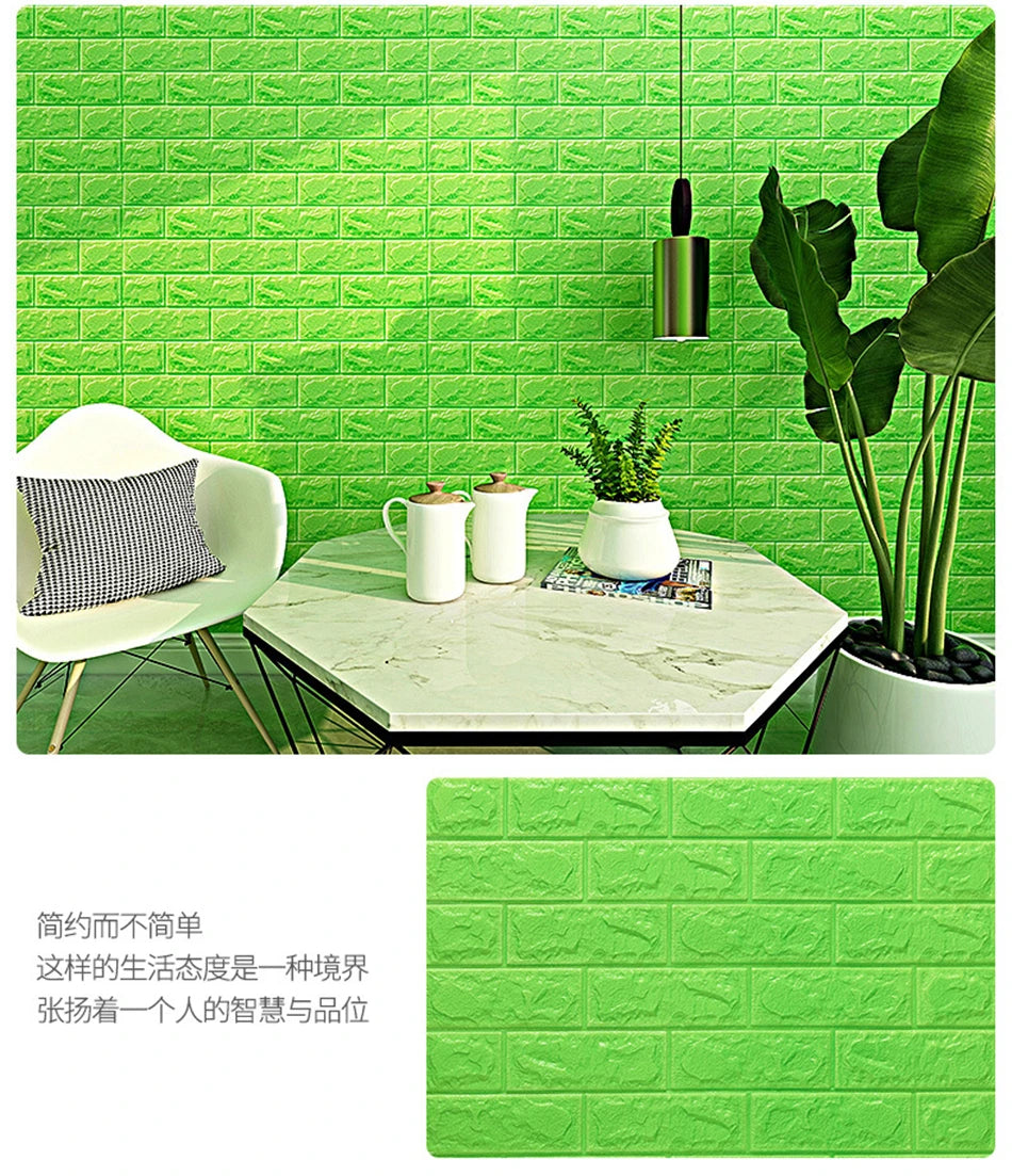 3D Solid Wall Stickers Waterproof Foam Tile Stickers Living Room Wall Soft Bag Wallpaper DIY Self-adhesive Decorative Wallpaper