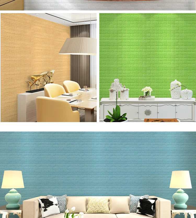 15PCS Self Adhesive Foam Wallpaper Waterproof 3D Brick Wall Panel Living Room Brick Stickers Kid Bedroom Brick Papers Home Decor