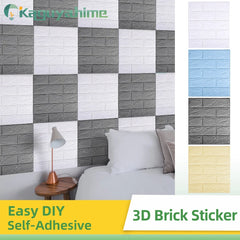 KPS 20Pcs/Lot 3D Foam Self-Adhesive Wallpapers Waterproof 3D Wall Stickers Brick For Kitchen Kids Room Living Room 35*38cm