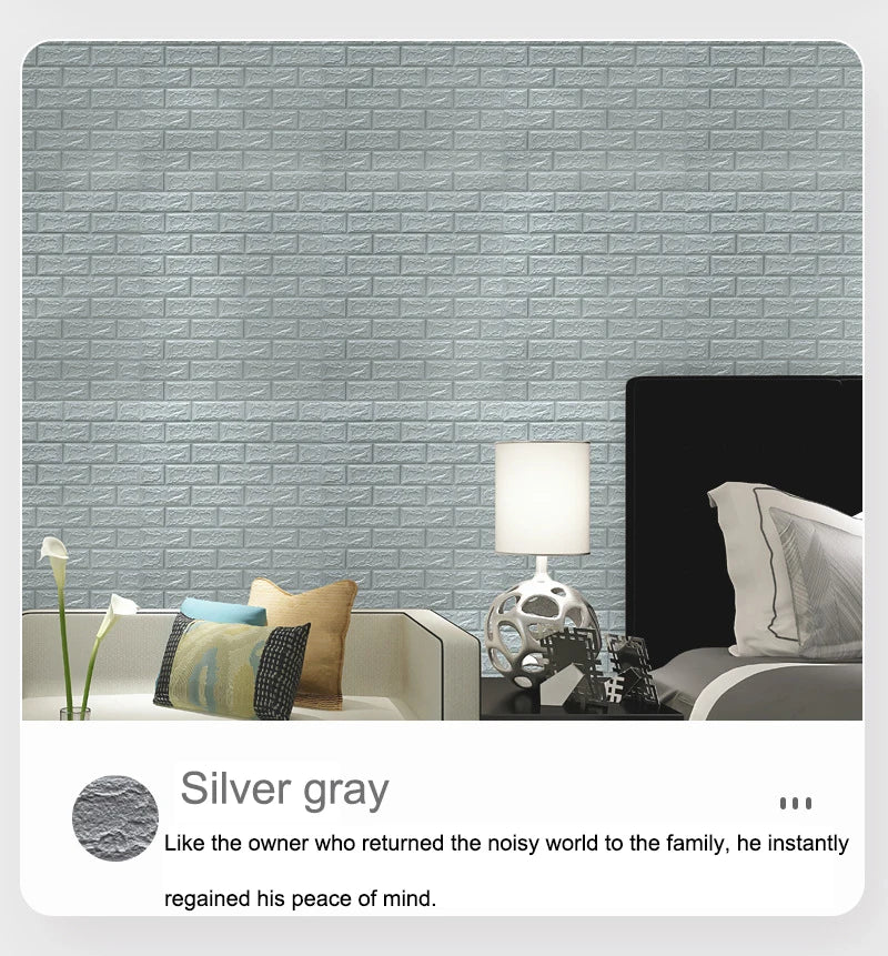 12PCS Self Adhesive Foam Wallpaper Waterproof 3D Brick Wall Panel Living Room Brick Stickers Kid Bedroom Brick Papers Home Decor