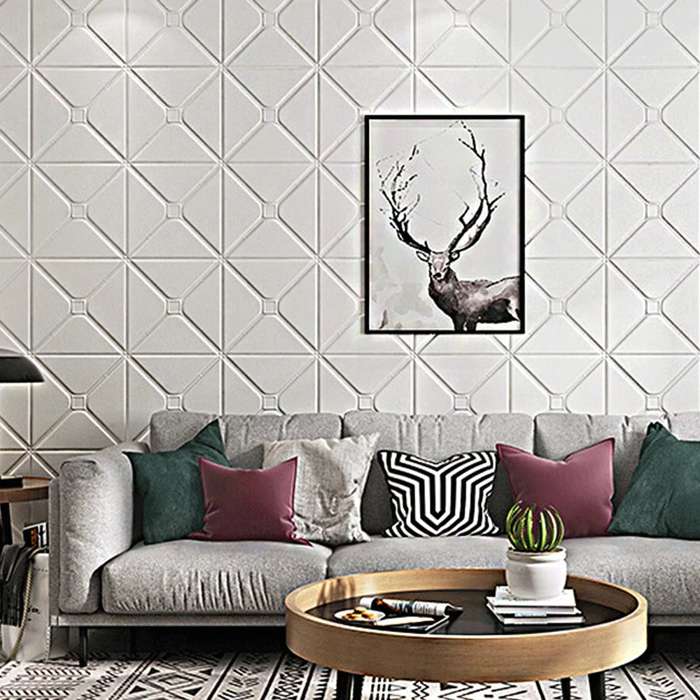 12PCS Self Adhesive Foam Wallpaper 3D Wall Panel Living Room 3D Wall Stickers Bedroom Kids Room Brick Papers Home Decoration