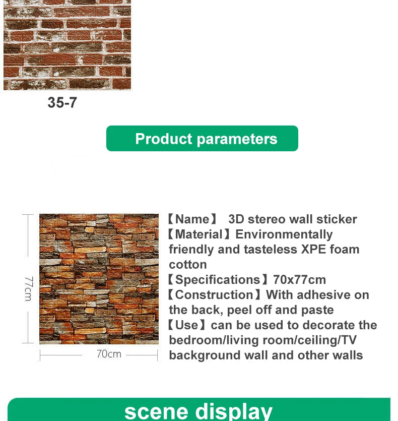 12PCS Self Adhesive Foam Wallpaper Waterproof 3D Brick Wall Panel Living Room Brick Stickers Kid Bedroom Brick Papers Home Decor