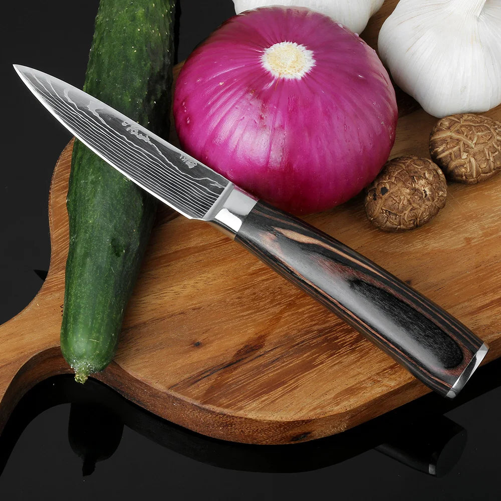 XITUO Kitchen Knife Set Meat Cleaver Chef Knives Stainless Steel Santoku Fruit Vegetable Knife Damascus Pattern Cooking Cutter