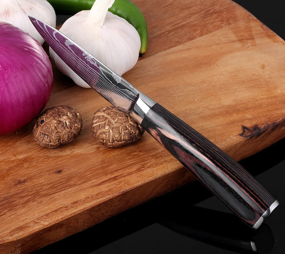 XITUO Kitchen Knife Set Meat Cleaver Chef Knives Stainless Steel Santoku Fruit Vegetable Knife Damascus Pattern Cooking Cutter