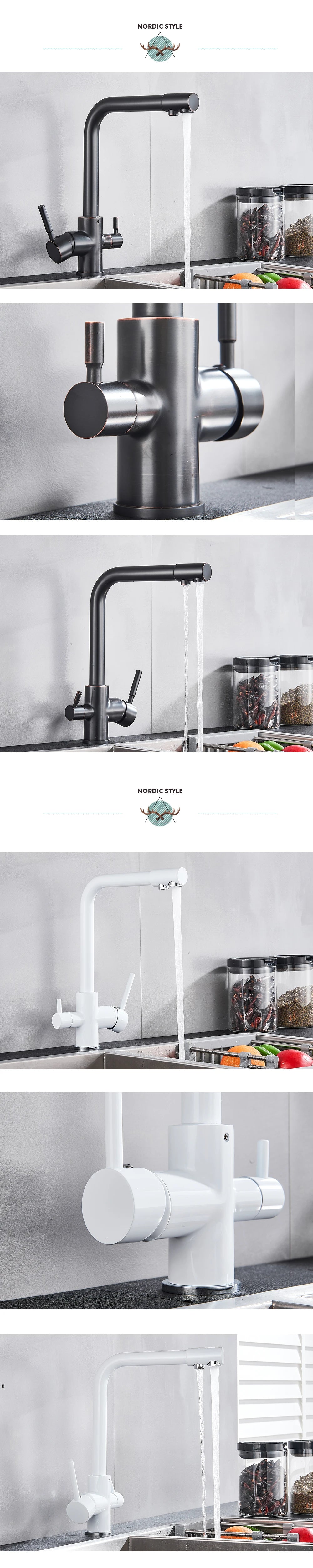 Black Grey Waterfilter Tap Kitchen Faucets Mixer Drinking Water Filter Kitchen Faucet Sink Tap Hot Cold Water Tap For Kitchen