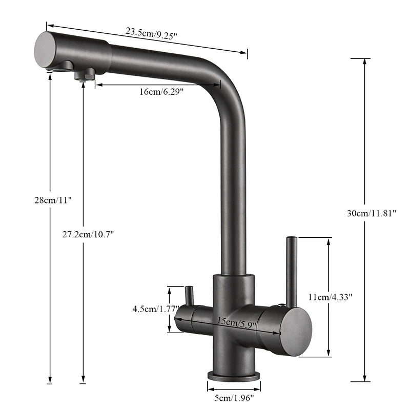 Black Grey Waterfilter Tap Kitchen Faucets Mixer Drinking Water Filter Kitchen Faucet Sink Tap Hot Cold Water Tap For Kitchen