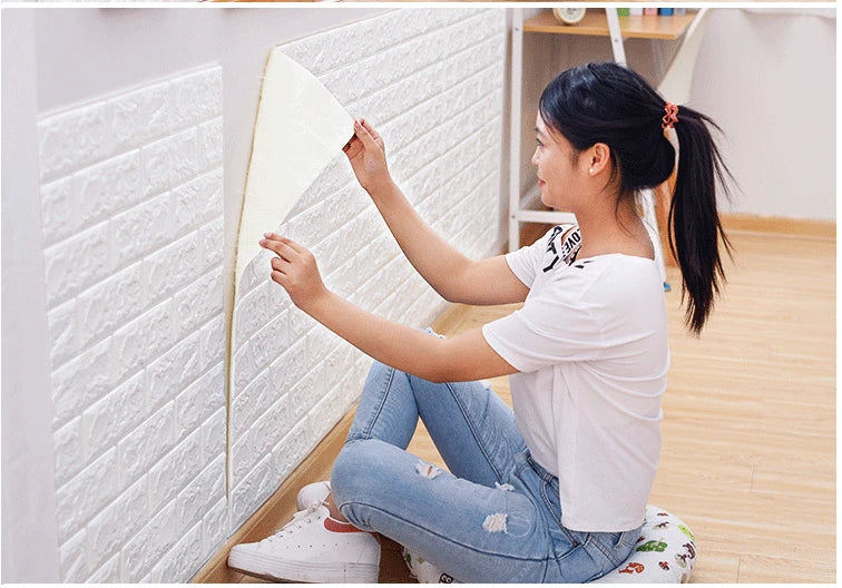 Modern 3D Brick Wall Stickers, PE Foam Wallpaper, Stone Viny Stickers ,For Living Room Kids Bedroom DIY Wall Covering Decor