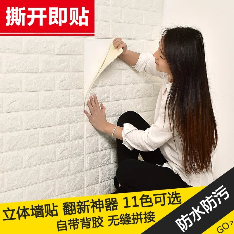 70*77cm 3D Wallpaper DIY Wall Stickers Wall Decor Embossed Brick Stone Brick pattern 3D Textured PE Foam Wallpaper Wall