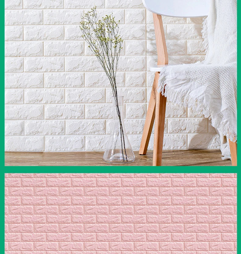 12PCS Self Adhesive Foam Wallpaper Waterproof 3D Brick Wall Panel Living Room Brick Stickers Kid Bedroom Brick Papers Home Decor