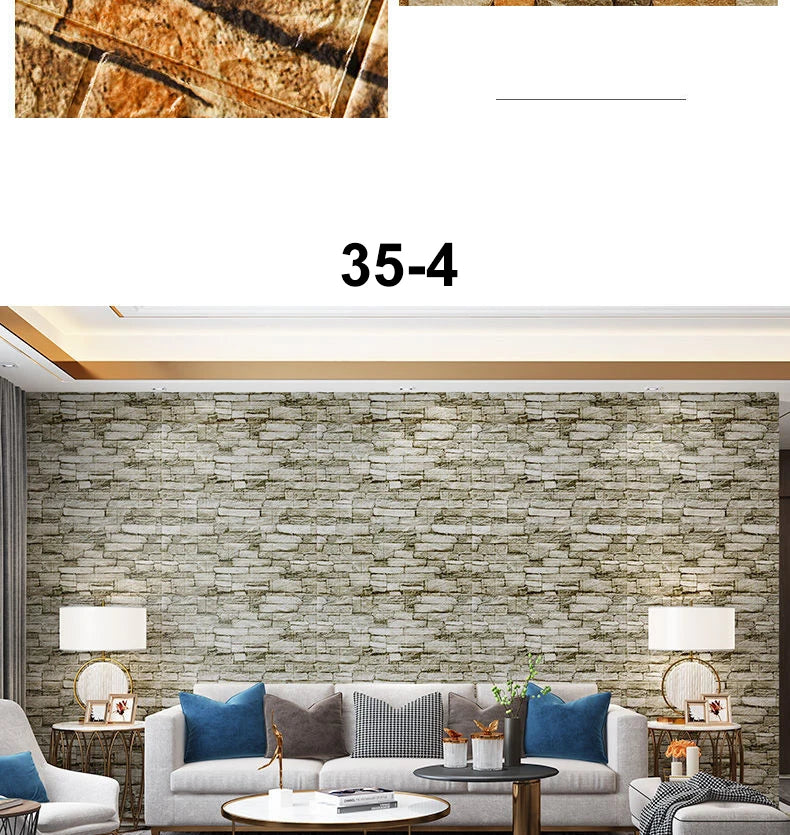 12PCS Self Adhesive Foam Wallpaper Waterproof 3D Brick Wall Panel Living Room Brick Stickers Kid Bedroom Brick Papers Home Decor