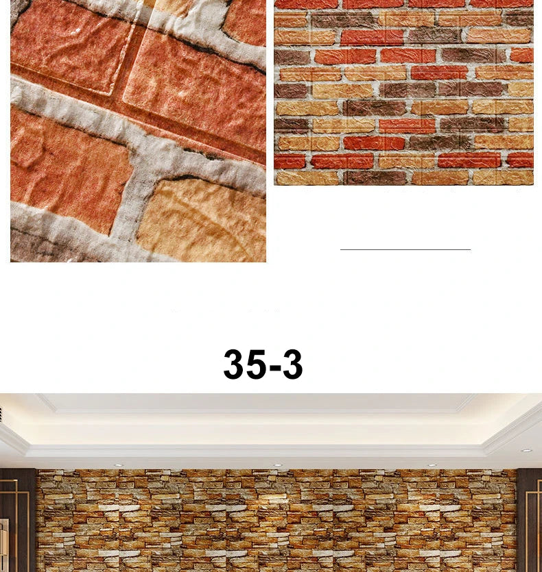 12PCS Self Adhesive Foam Wallpaper Waterproof 3D Brick Wall Panel Living Room Brick Stickers Kid Bedroom Brick Papers Home Decor