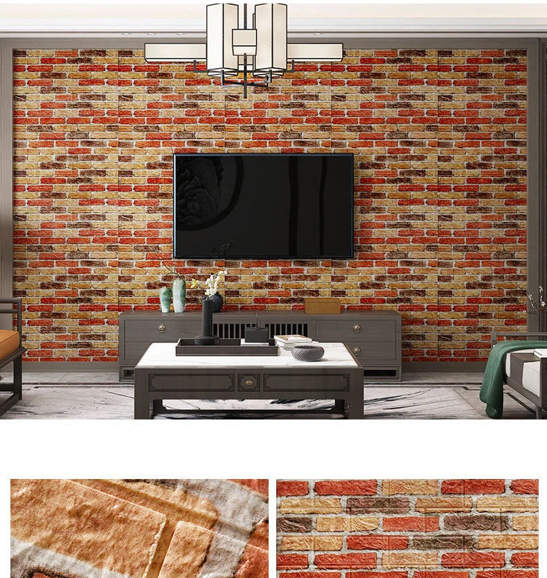 12PCS Self Adhesive Foam Wallpaper Waterproof 3D Brick Wall Panel Living Room Brick Stickers Kid Bedroom Brick Papers Home Decor