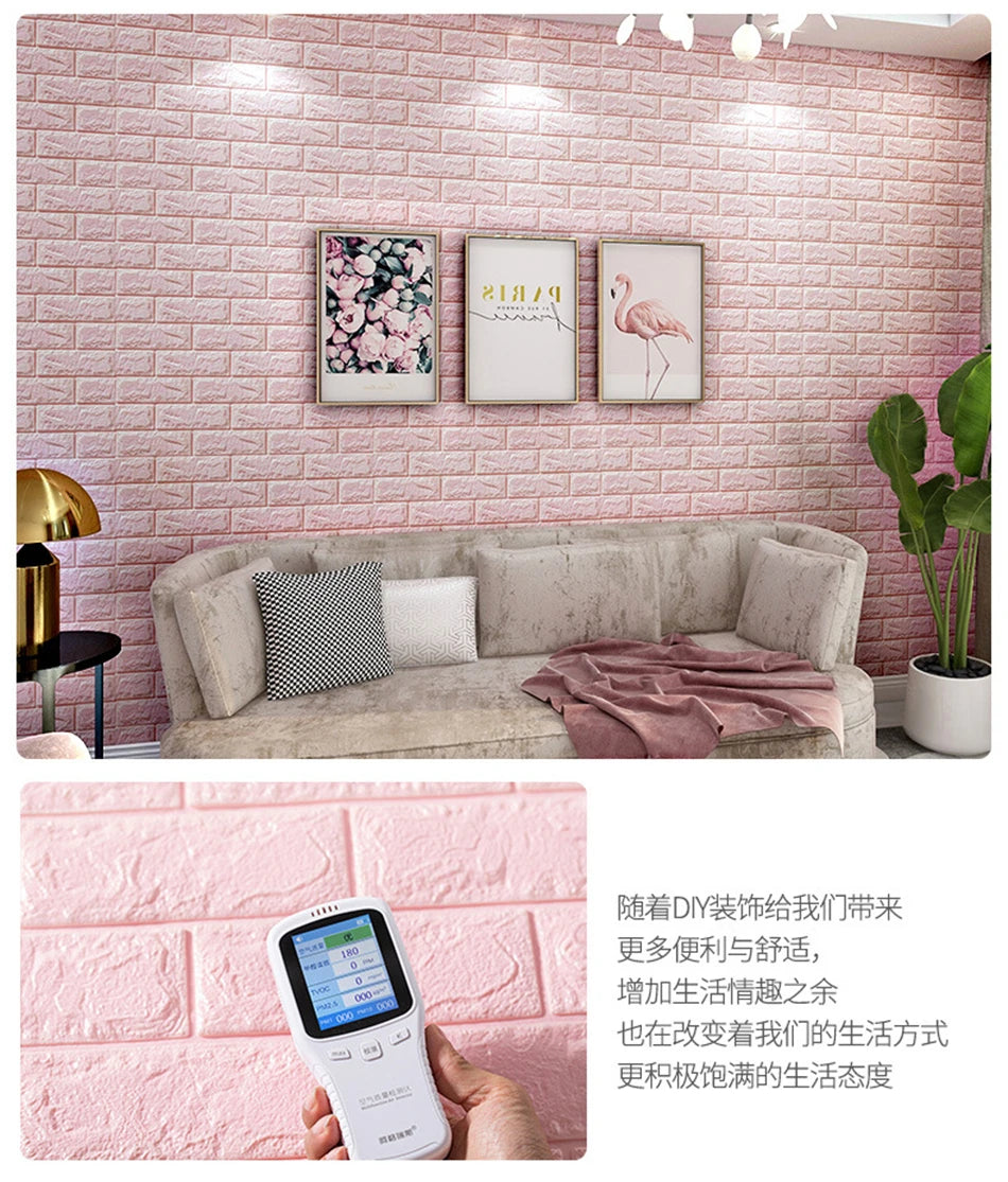 3D Solid Wall Stickers Waterproof Foam Tile Stickers Living Room Wall Soft Bag Wallpaper DIY Self-adhesive Decorative Wallpaper