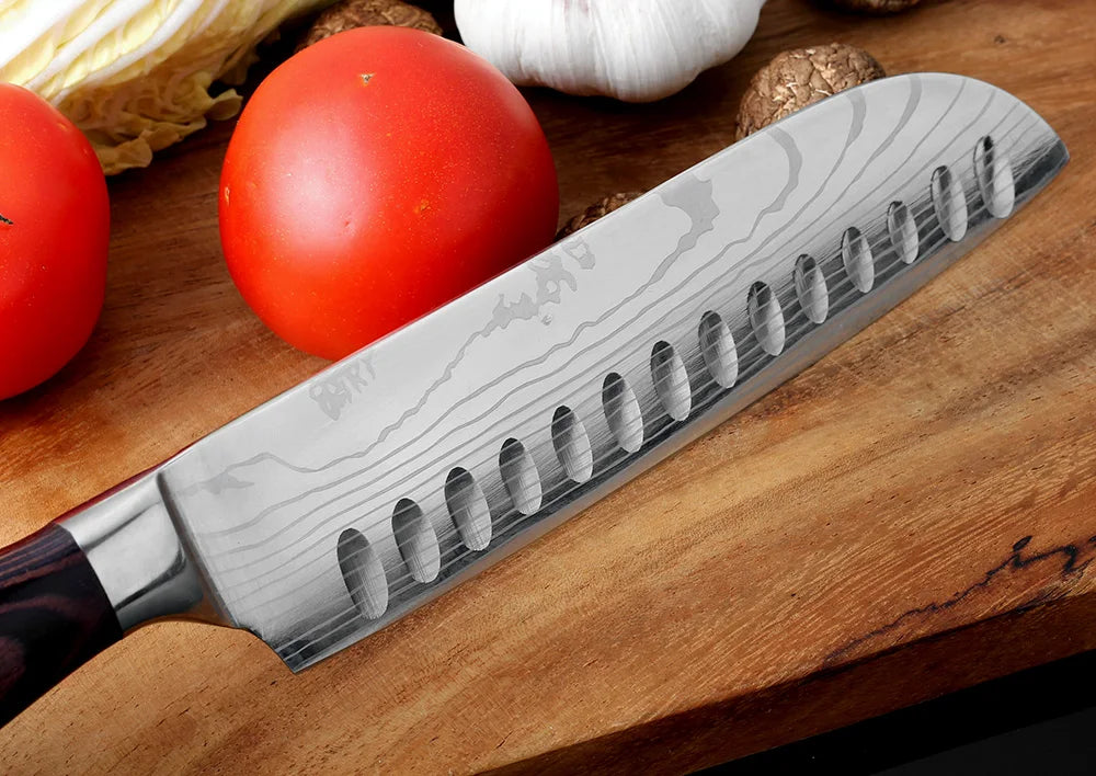 XITUO Kitchen Knife Set Meat Cleaver Chef Knives Stainless Steel Santoku Fruit Vegetable Knife Damascus Pattern Cooking Cutter