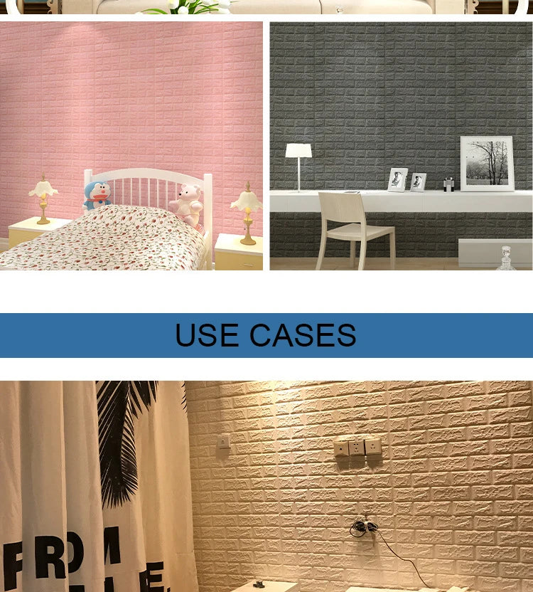 15PCS Self Adhesive Foam Wallpaper Waterproof 3D Brick Wall Panel Living Room Brick Stickers Kid Bedroom Brick Papers Home Decor