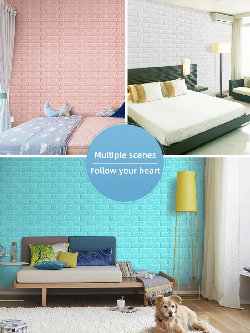 3D Wall Stickers Self Adhesive Foam Brick Room Decor DIY 3D Wallpaper Wall Decor Living Wall Sticker For Kids Bedroom Supplies