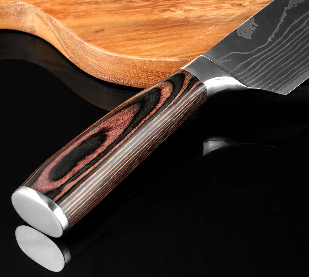 XITUO Kitchen Knife Set Meat Cleaver Chef Knives Stainless Steel Santoku Fruit Vegetable Knife Damascus Pattern Cooking Cutter