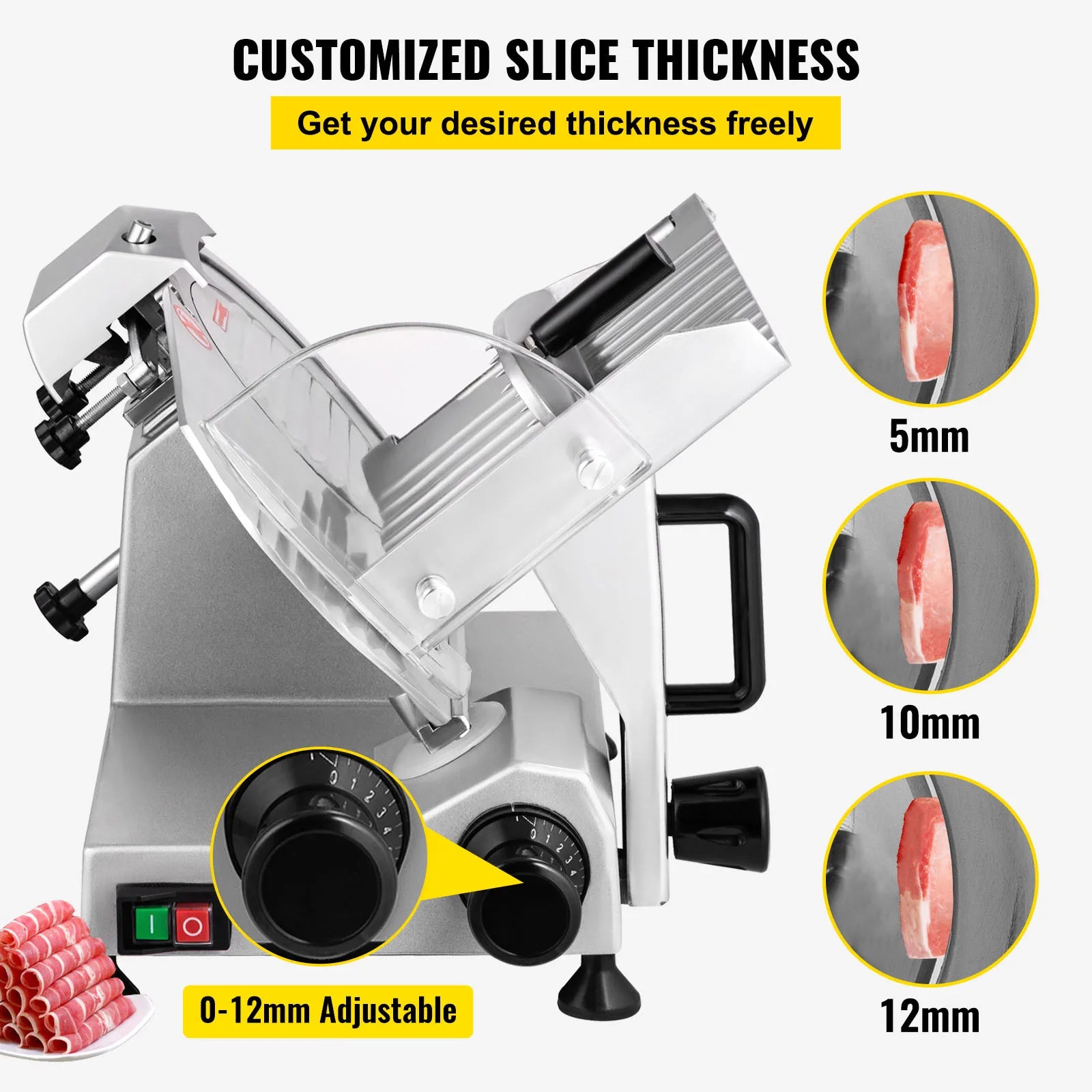 VEVOR Meat Slicer 200W/240W/320W/340W Electric Deli Food Slicer Adjustable Thickness for Commercial and Home Use Cut Meat Cheese