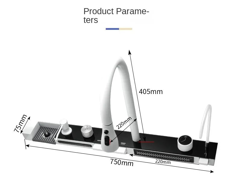 White Nano Multifunctional Kitchen Sink 304 Stainless Steel Large Single Sink Integrated Kitchen Digital Waterfall Faucet