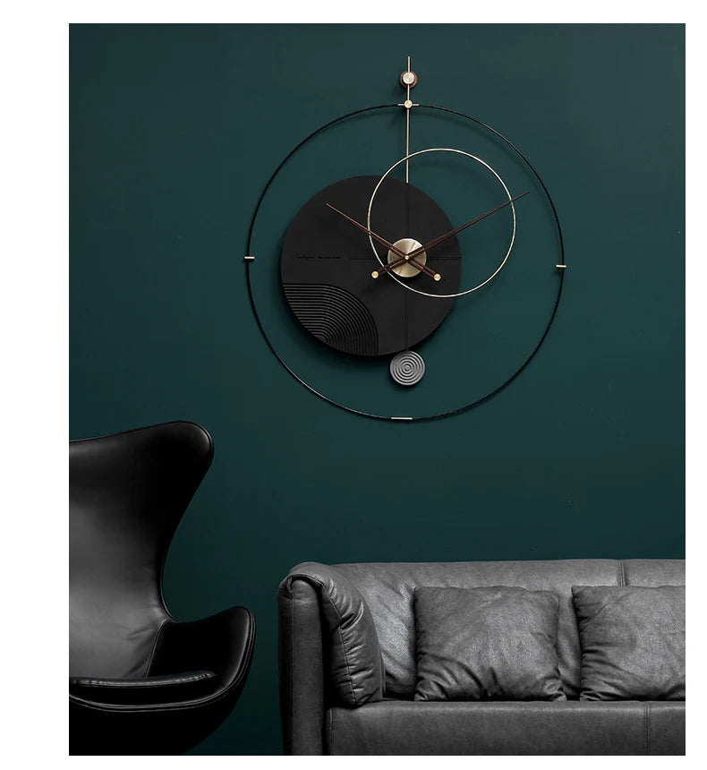 Round Living Room Wall Clock Pieces Hand Art Unique Elegant Wall Clock Home Black Modern Design Kitchen Nordic Saat Home Decor