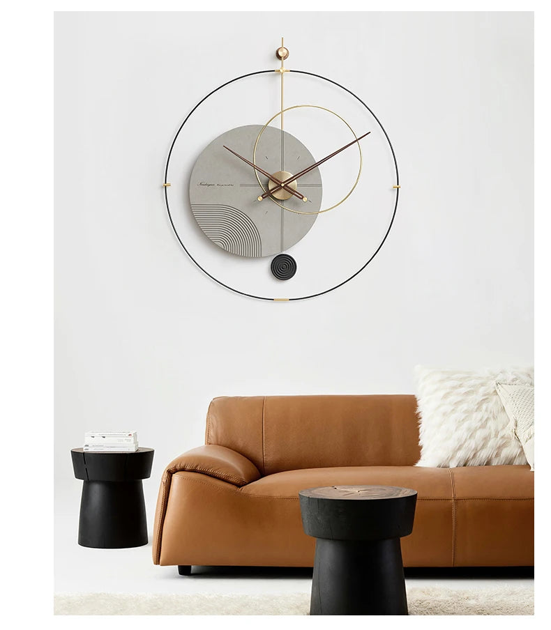 Round Living Room Wall Clock Pieces Hand Art Unique Elegant Wall Clock Home Black Modern Design Kitchen Nordic Saat Home Decor