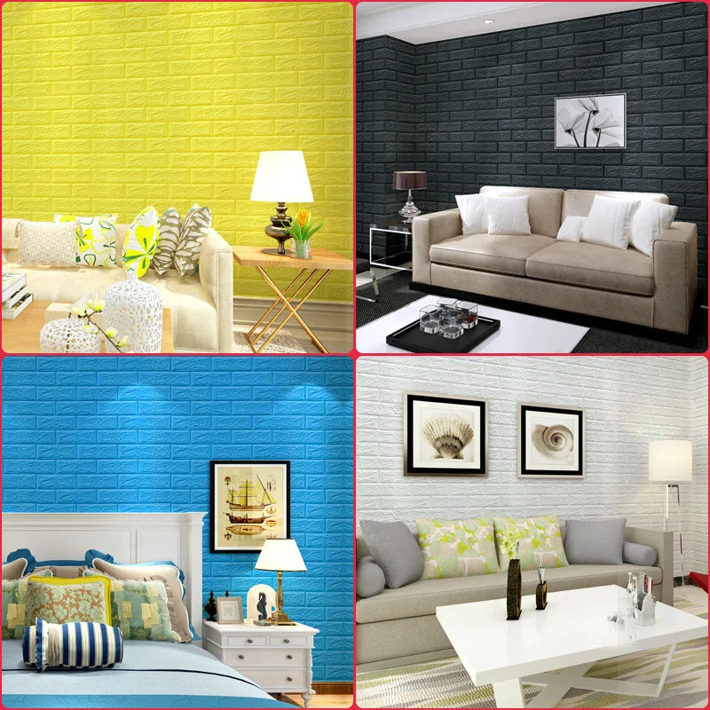 10pcs 70x38cm Foam 3D Wall Sticker Brick Self Adhesive Retro Wall Panels Living Room Bedroom House Decor Bathroom Room Decor