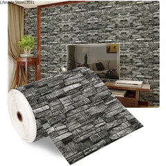 3/5/10m 3D Wallpaper Stickers Roll Panel White Soft Foam Brick Marble Rock Cobblestone DIY Wall Home Room Decor Protect