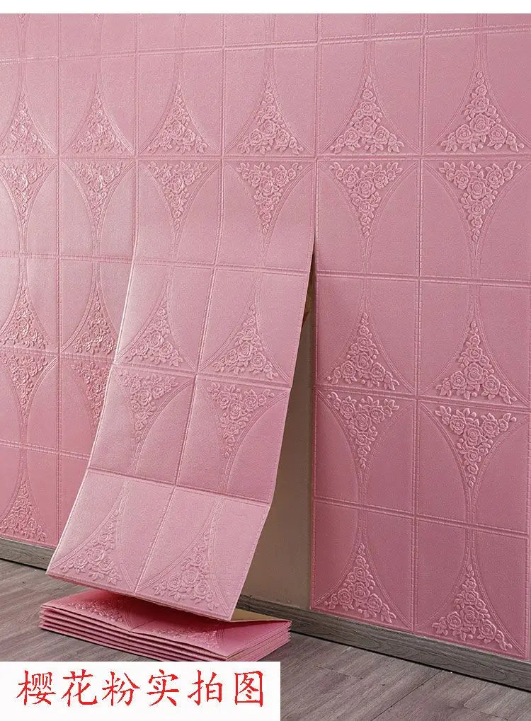 1000cm 3D Soft Foam Brick Wallpaper Sticker Roll DIY Self Adhesive Living Room Home Kitchen Bathroom Decorative Wall Paper