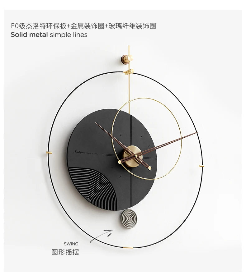 Round Living Room Wall Clock Pieces Hand Art Unique Elegant Wall Clock Home Black Modern Design Kitchen Nordic Saat Home Decor