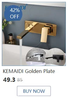 KEMAIDI Golden Spring Pull Down Kitchen Sink Faucet Hot & Cold Mixer Crane Tap with Dual Spout Deck Mounted Hot Cold Faucets