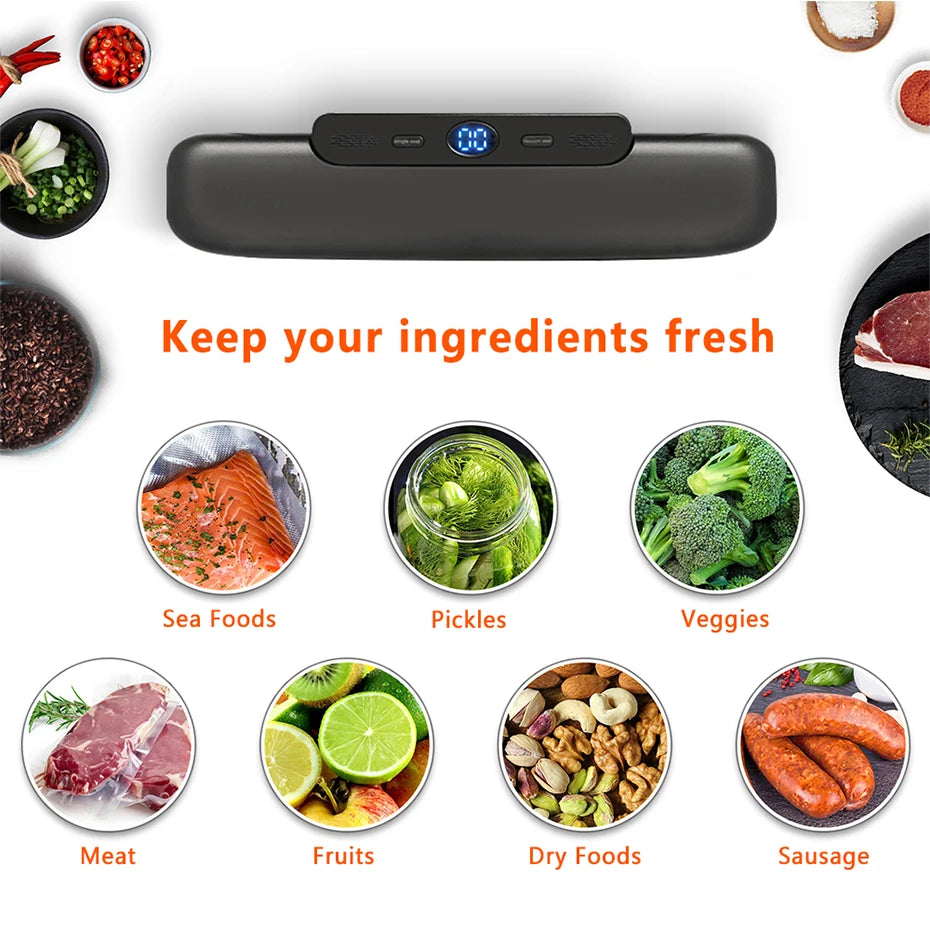 Electric Food Vacuum Sealer Machine And Storage Bags One Touch Fast Vacuuming For Wet Or Dry Food Kitchen Vacuum Sealing Machine