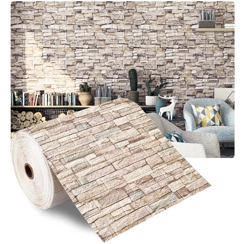 3D Wall Stickers Self Adhesive Foam Brick Room Decor DIY 3D Wallpaper Wall Decor Living Wall Sticker For Kids Bedroom Supplies