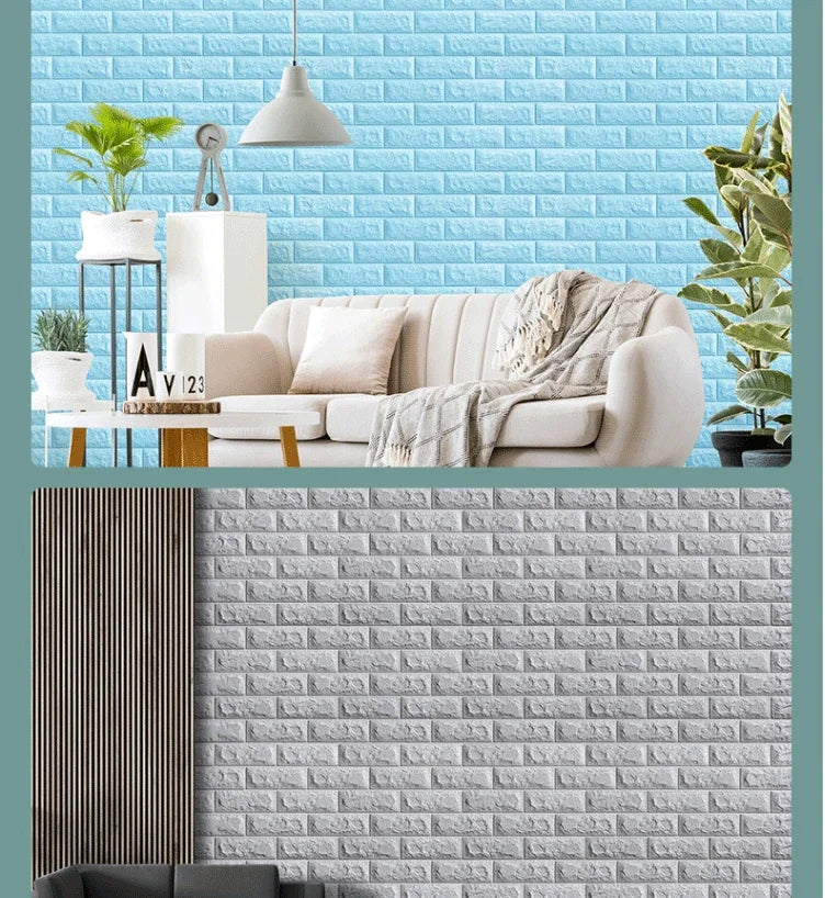 3 metre 3D Soft Foam Brick Wallpaper Sticker Roll DIY Self Adhesive Living Room Home Kitchen Bathroom Decorative Wall Paper