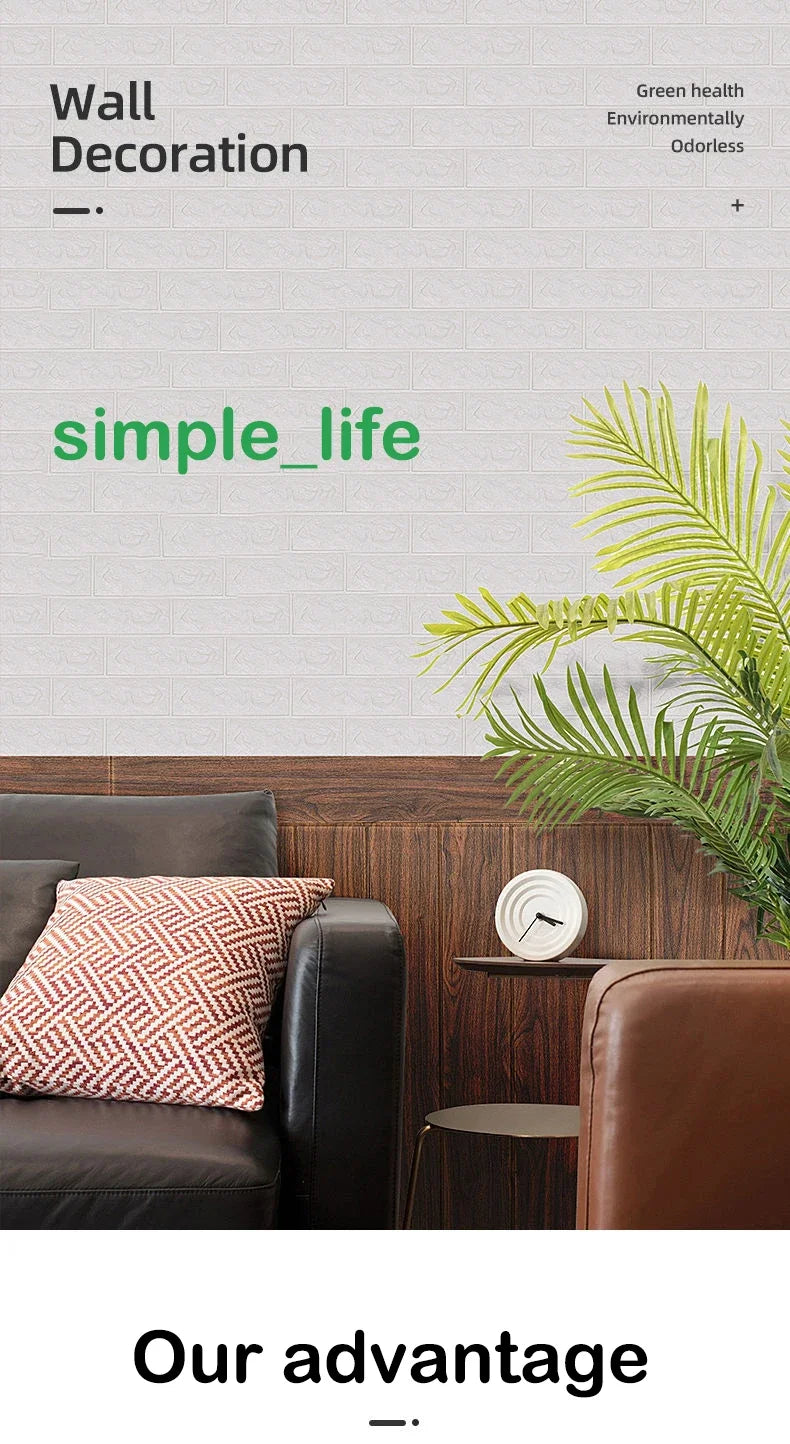 3D Soft Foam Brick Wallpaper Sticker Roll DIY Self Adhesive Living Room Home Kitchen Bathroom Decorative Wall Paper Wall Sticker