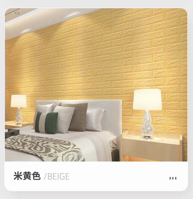 10pcs 70x38cm Foam 3D Wall Sticker Brick Self Adhesive Retro Wall Panels Living Room Bedroom House Decor Bathroom Room Decor