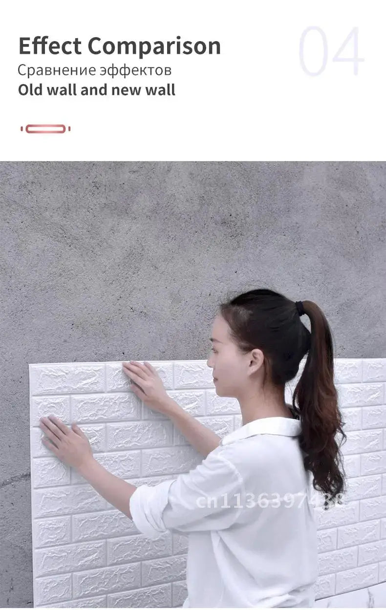 12PCS Foam Wall Panel Self Adhesive 3D Brick Wallpaper Living Room Brick Stickers Bedroom Kids Room Brick Papers Home Decoration