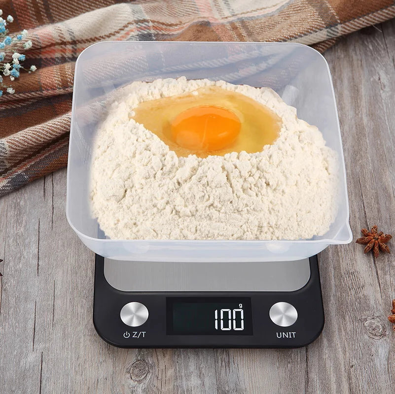 Kitchen Electronic Digital Scales 15Kg/1g Weighs Food Cooking Baking Coffee Balance Smart Stainless Steel Digital Scale Grams